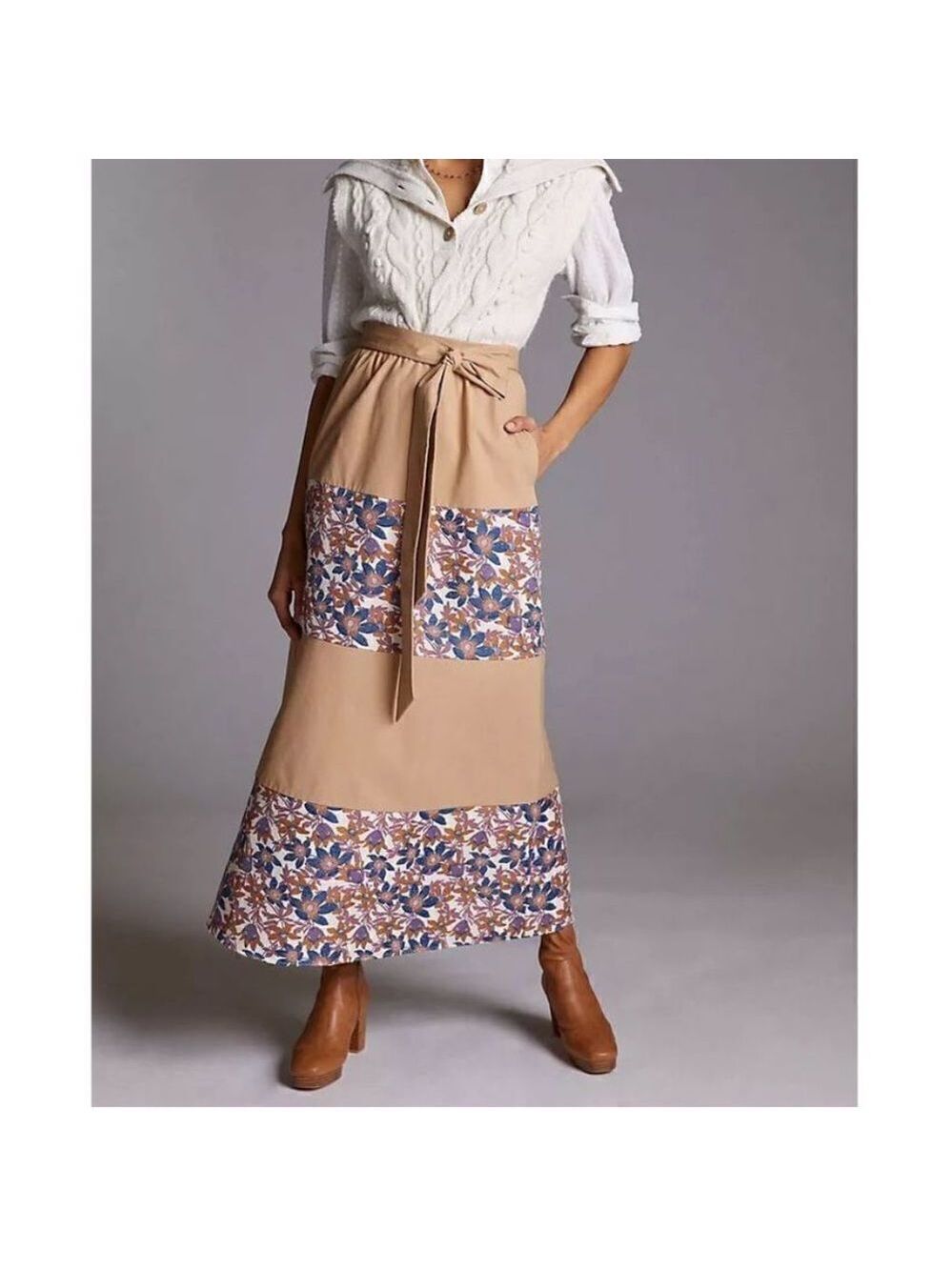 NEW Sachin + Babi Tan and Floral Jacquard Maxi Skirt Size 12